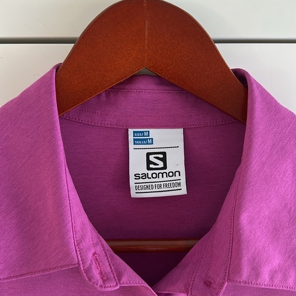 Salomon Advance Skin Active Dry Button Down Outdoor Blouse Pink/Fushia Size M - Picture 2 of 11